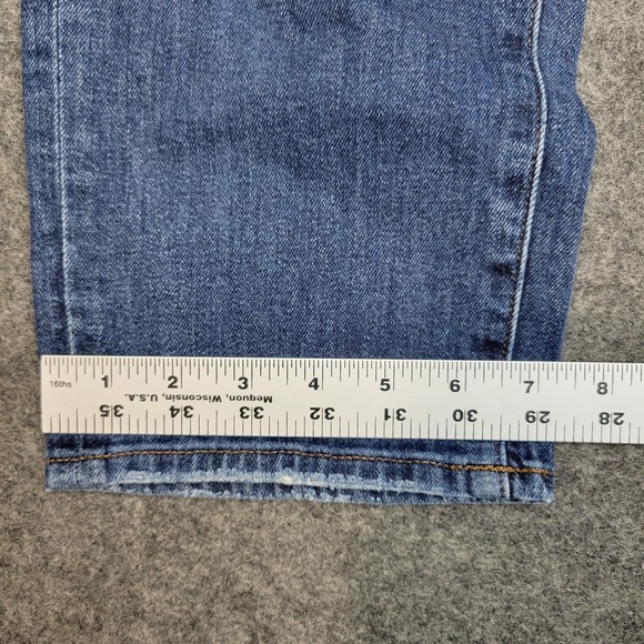 Uniqlo Jeans Womens 3 Blue Denim Distresd Single Stitch Flat Front Straight Leg - Picture 11 of 14